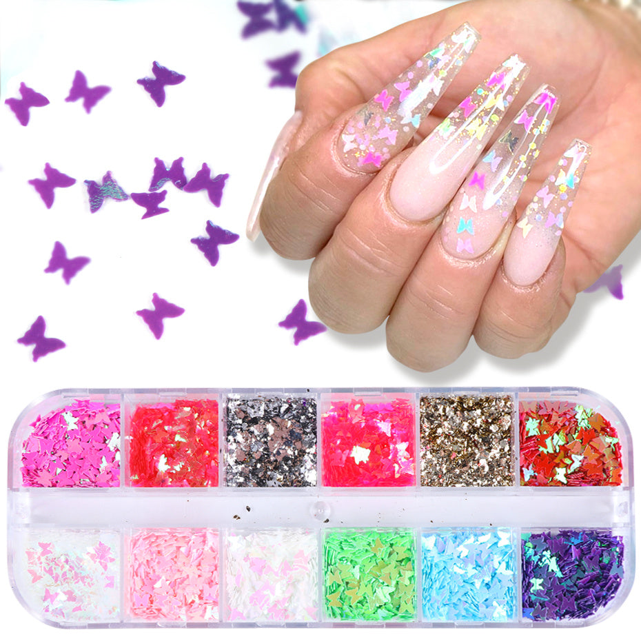 Symphony Butterfly Sequin Nail Decoration – Shimmer Nail Art